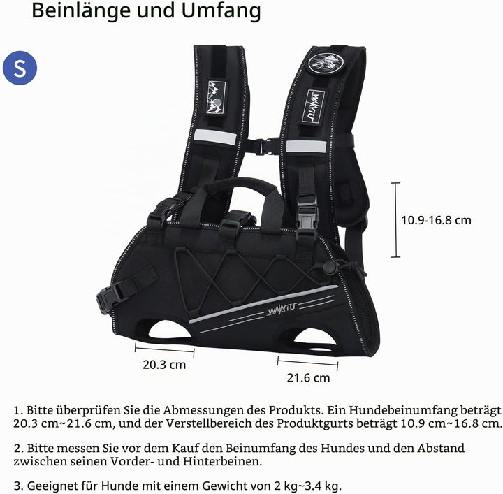 Wakytu Tragehilfe für kleine Hunde, Hebegeschirr, verstellbare gepolsterte atmungsaktive Gurte. Für