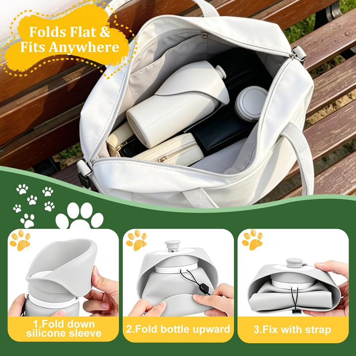 Faltbare Hunde-Wasserflasche, Auslaufsicherer Tragbarer Haustierspender, Wasserflasche mit Integrier