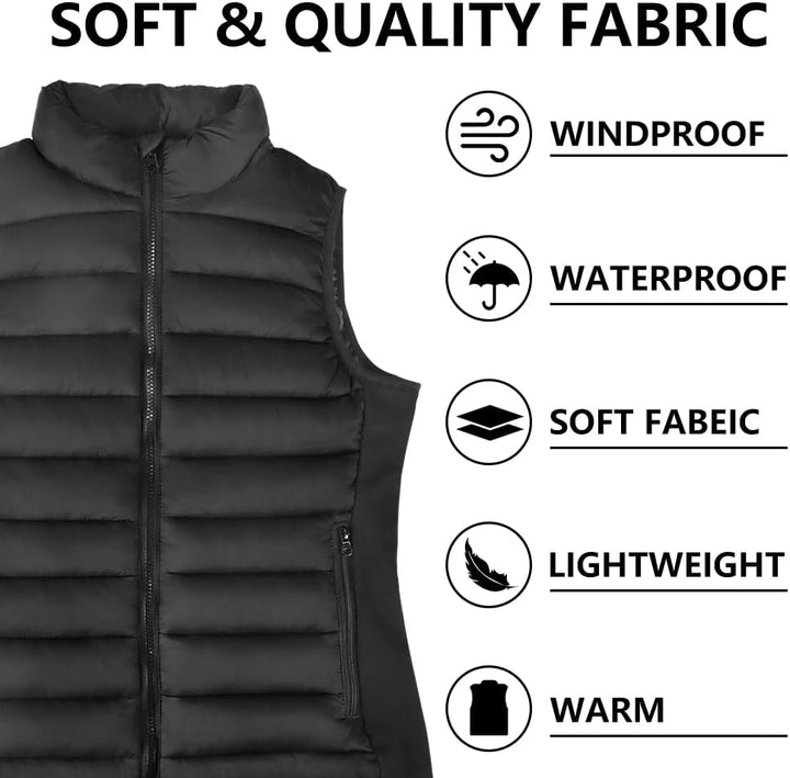 WUEAOA Beheizbare Weste Damen, Heizweste Damen, Wärmeweste mit Akku, Beheizte Weste, Wärmeweste Dame