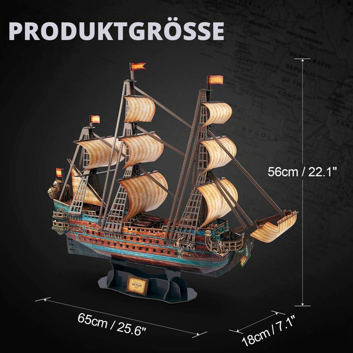 CubicFun 3D-Puzzle Spanien Puzzlegeschenk Boot Bootmodell San Felipe, 248 Teile Schiff von San Felip