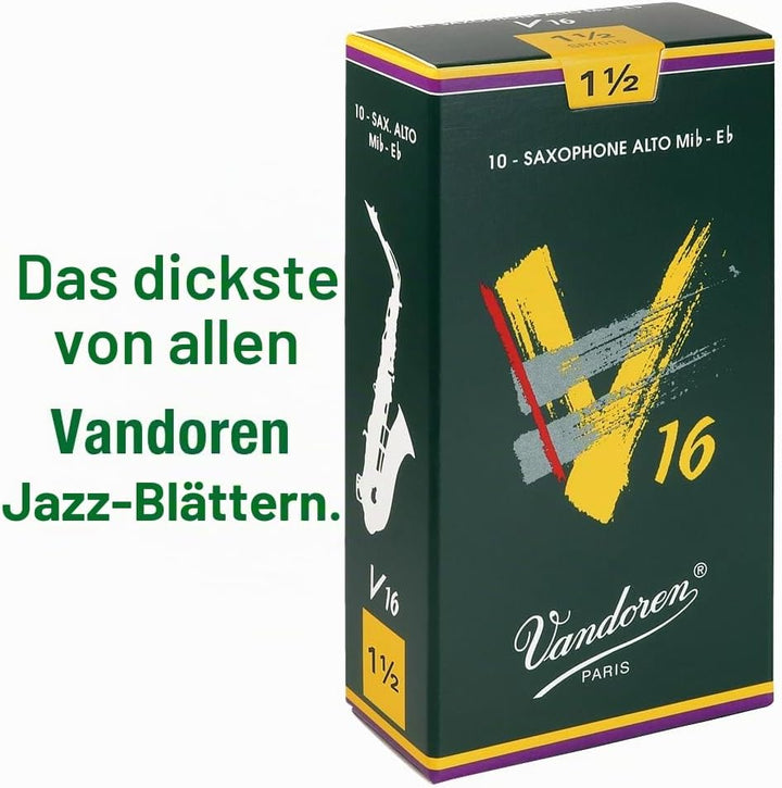 Vandoren SR7015 V16 Alt Saxophon Blätter - 10 Einheiten Stärke 1.5, Stärke 1.5