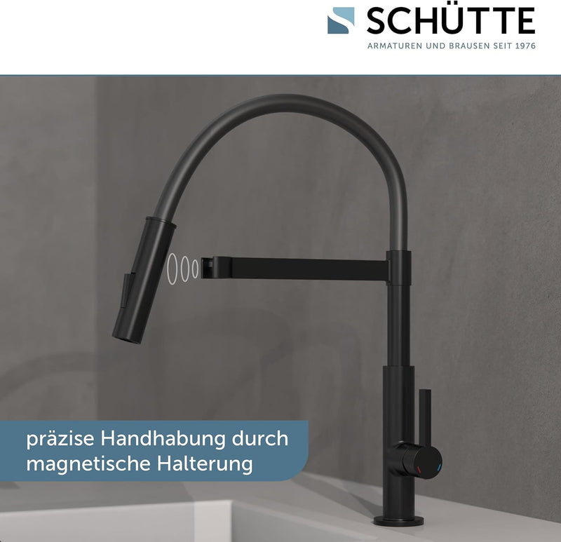 SCHÜTTE 79147 MIAMI Küchenarmatur 360° mit Soft Touch Schlauch, Einhebelmischer mit ausziehbarer, ma