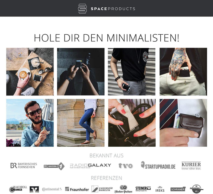 Space Products ® Mini Geldbörse rot-gestreift I Sehr kleines Echtleder Wallet/Portemonnaie mit Münzf