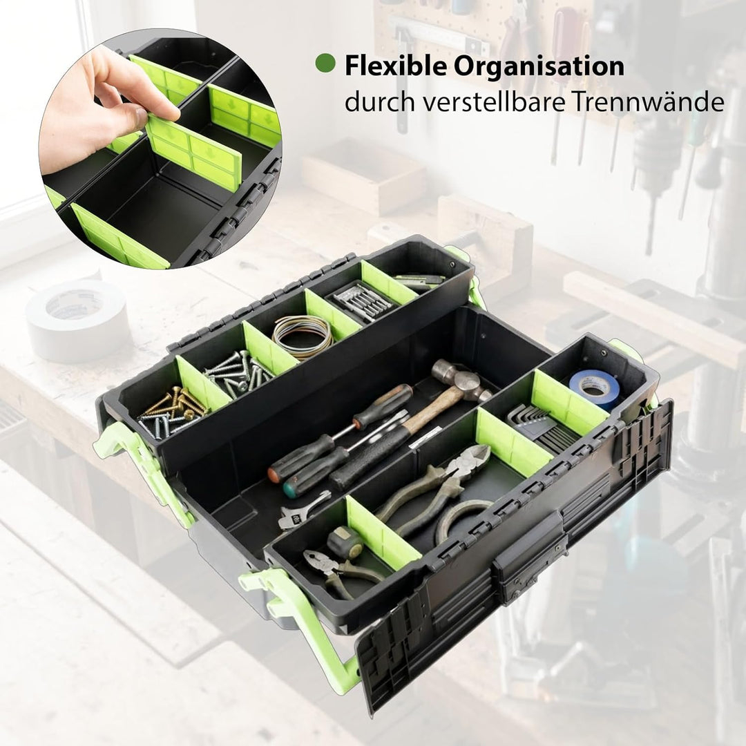 TRUTZHOLM Werkzeugkiste Werkzeugbox Traglast 10 Fächer flexibel verstellbar Organizer Kunststoff lei
