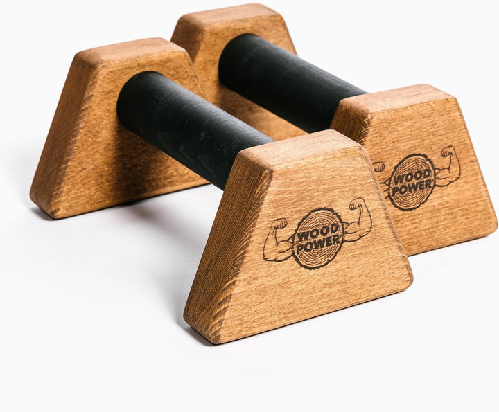 WOODPOWER® PowerBars Holz-Parallettes für Liegestütze, Liegestützgriffe Holz, Handstände, Yoga & Cal