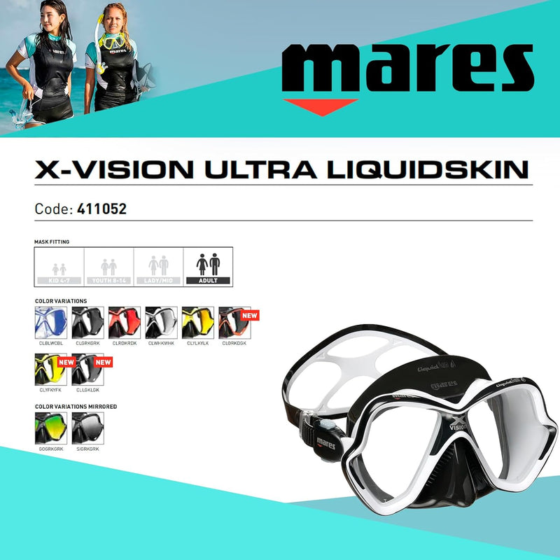 Mares X-Vision Ultra Liquidskin Tauchermaske Einheitsgrösse Weiss / Schwarz, Einheitsgrösse Weiss /