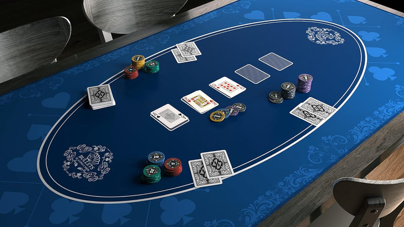 Bullets Playing Cards Designer Pokermatte blau in 140 x 75cm für den eigenen Pokertisch - Deluxe Pok