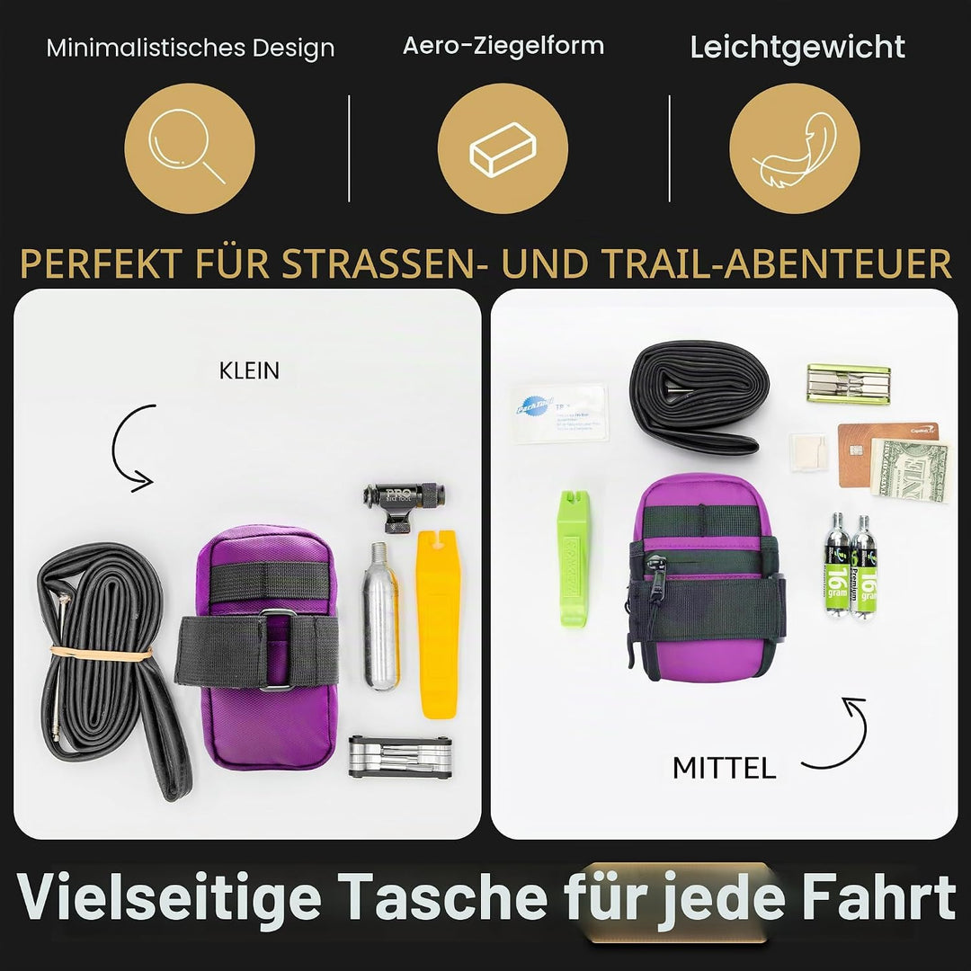 Lumiere &amp; Co. Ultra Kleine Fahrradsatteltasche – 0,2L | 5″ × 3″ × 1″ | Sehr minimalistisches Design,