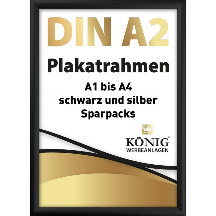 Dreifke Plakatrahmen DIN A2 | 25mm Alu Profil, eckig | schwarz | inkl. entspiegelter Schutzscheibe |