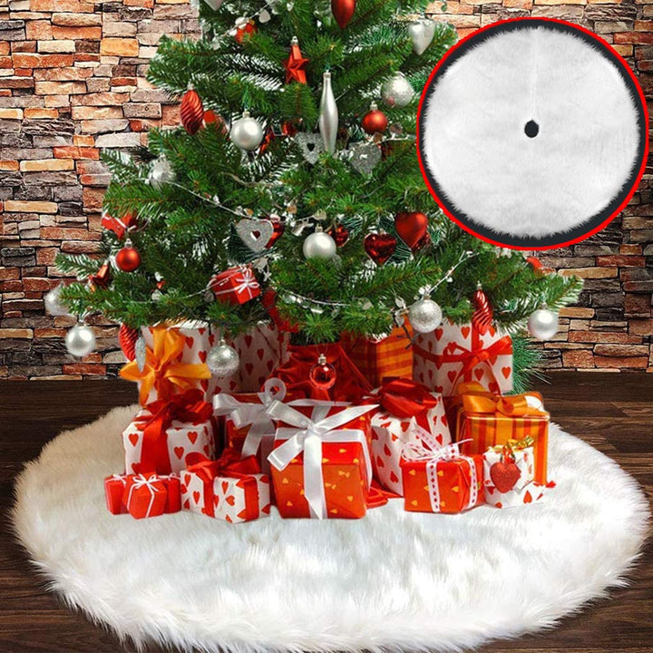 Baumdecke Weihnachtsbaum Decke, Runde Form Schneeflocke Weiss Plüsch Christbaumständer Teppich für W