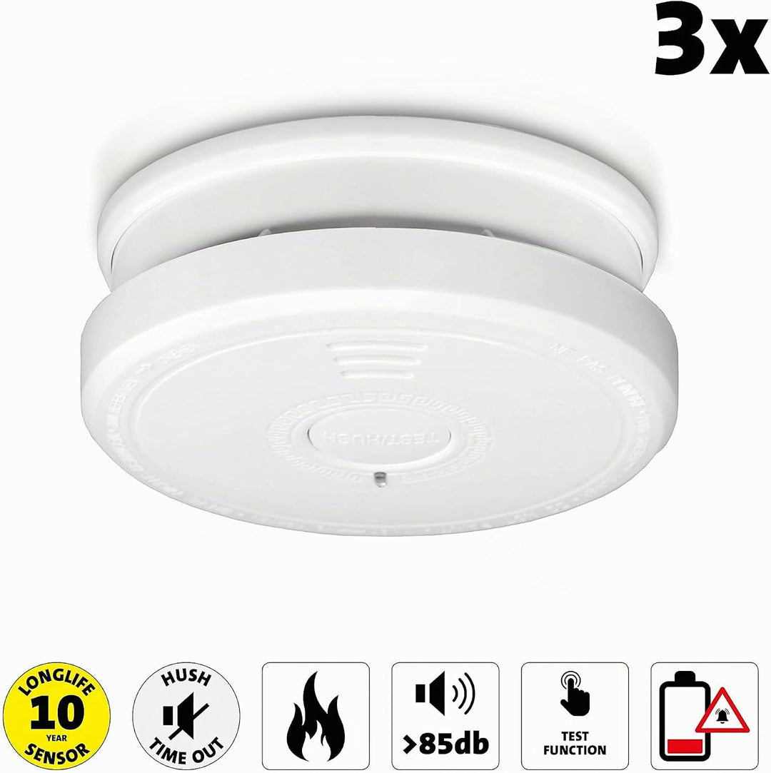Alecto SA20 Rauchmelder Set - mit Time-Out Taste - Test und Reset Taste - Alarm >85-10 Jahre Sensor