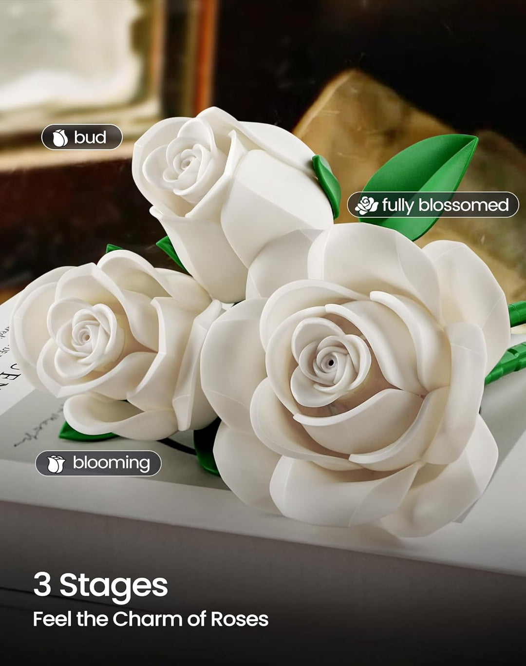 Millionspring-Bausatz für weisse Rosensträusse, weisse künstliche Rosen, Geschenke für Ihn Sie zur V