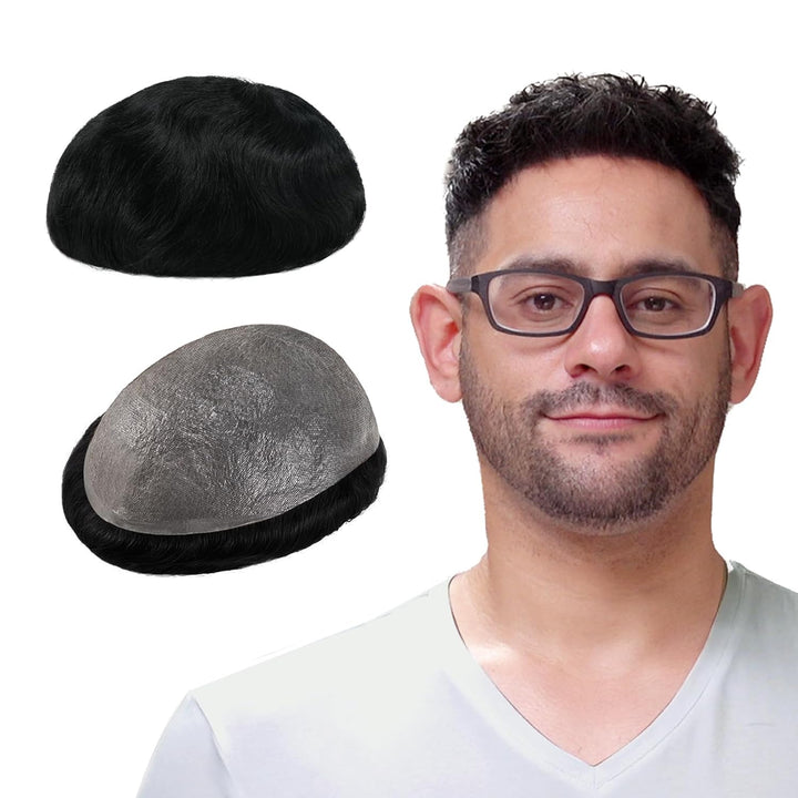 Lordhair Toupet Echthaar Männer,Perücke Männer,0,03 mm Dünne Leder Basis 20 * 25 CM Leichtes Haarers