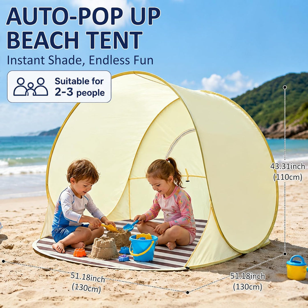 KEAGAN Strandmuschel Pop Up Strandzelt 2-3 Personen Strandzelt | 130×130×110cm Sonnenschutz und Wass