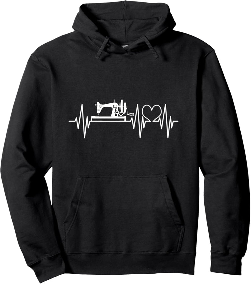 Nähmaschine Herzschlag Schneiderin Herzlinie Handarbeit Pullover Hoodie