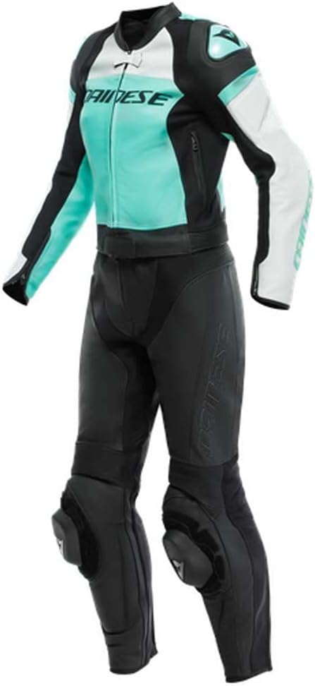 Dainese Mirage 2-Teiler Damen Motorrad Lederkombi (Black/Gray/Green,44), 44