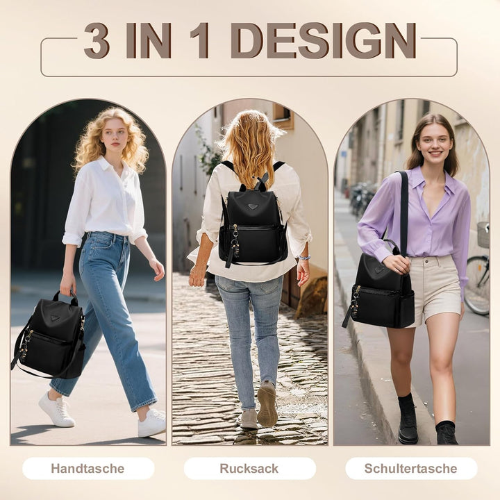 Leathario Rucksakck Damen klein,Diebstahlsicher Cityrucksack,PX4 Wasserdichtere Rucksackhandtasche,E