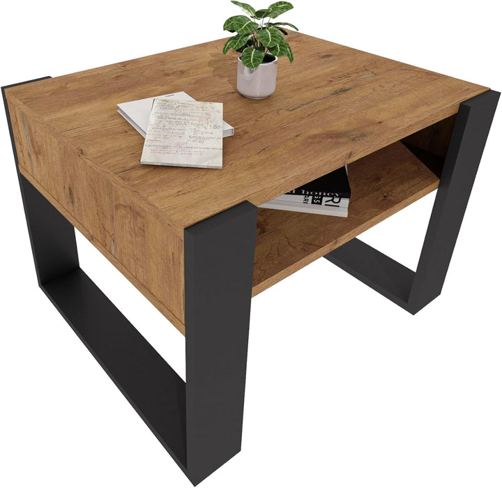 Couchtisch 65×53.6 cm – Wohnzimmertisch aus Holzwerkstoff, Stabiler & moderner Kaffeetisch mit zusät