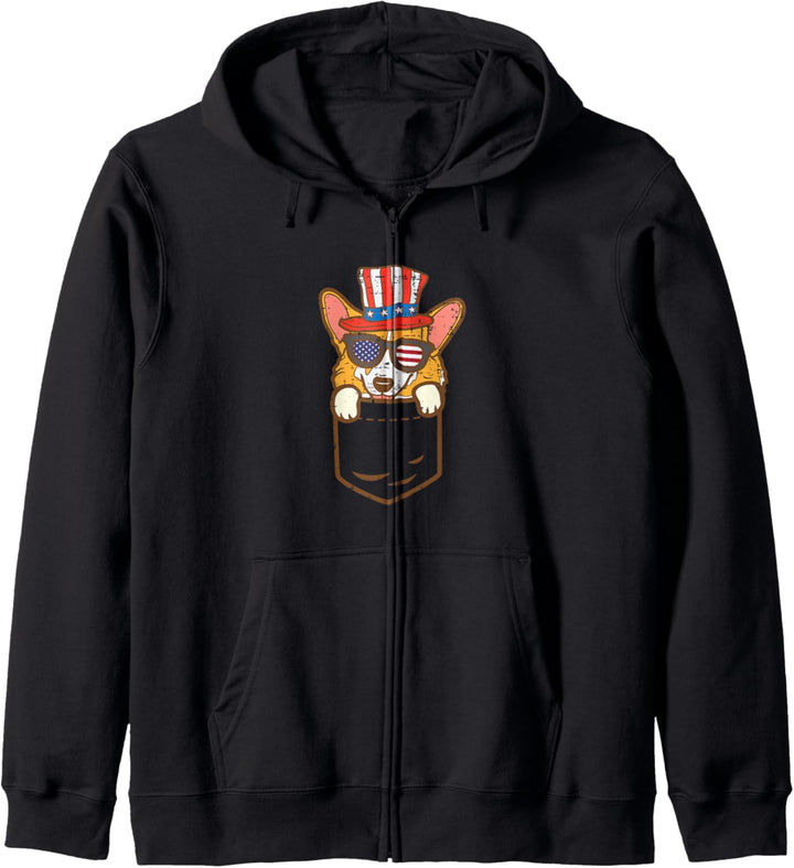 Welsh Corgi Pocket Cute American USA 4th Of July Fourth Dog Kapuzenjacke