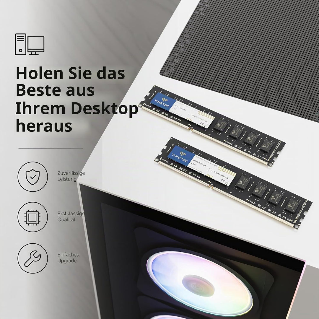 Timetec 4GB DDR3L / DDR3 1600 MHz PC3L-12800 / PC3-12800 Nicht-ECC ungepuffert 1,35V / 1,V CL11 2Rx8