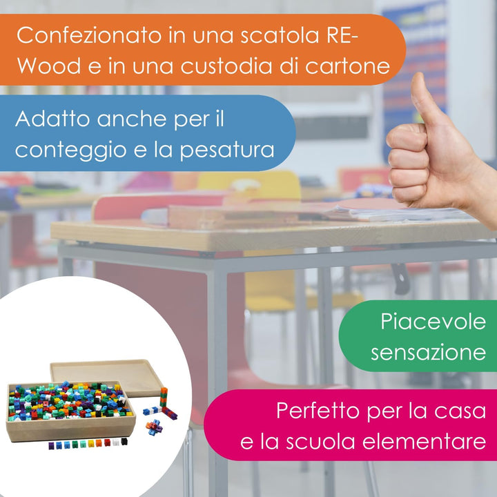 Wissner aktiv Lernen - Steckgewichtswürfel in 10 Farben (1000 Stück) - RE-Plastic®