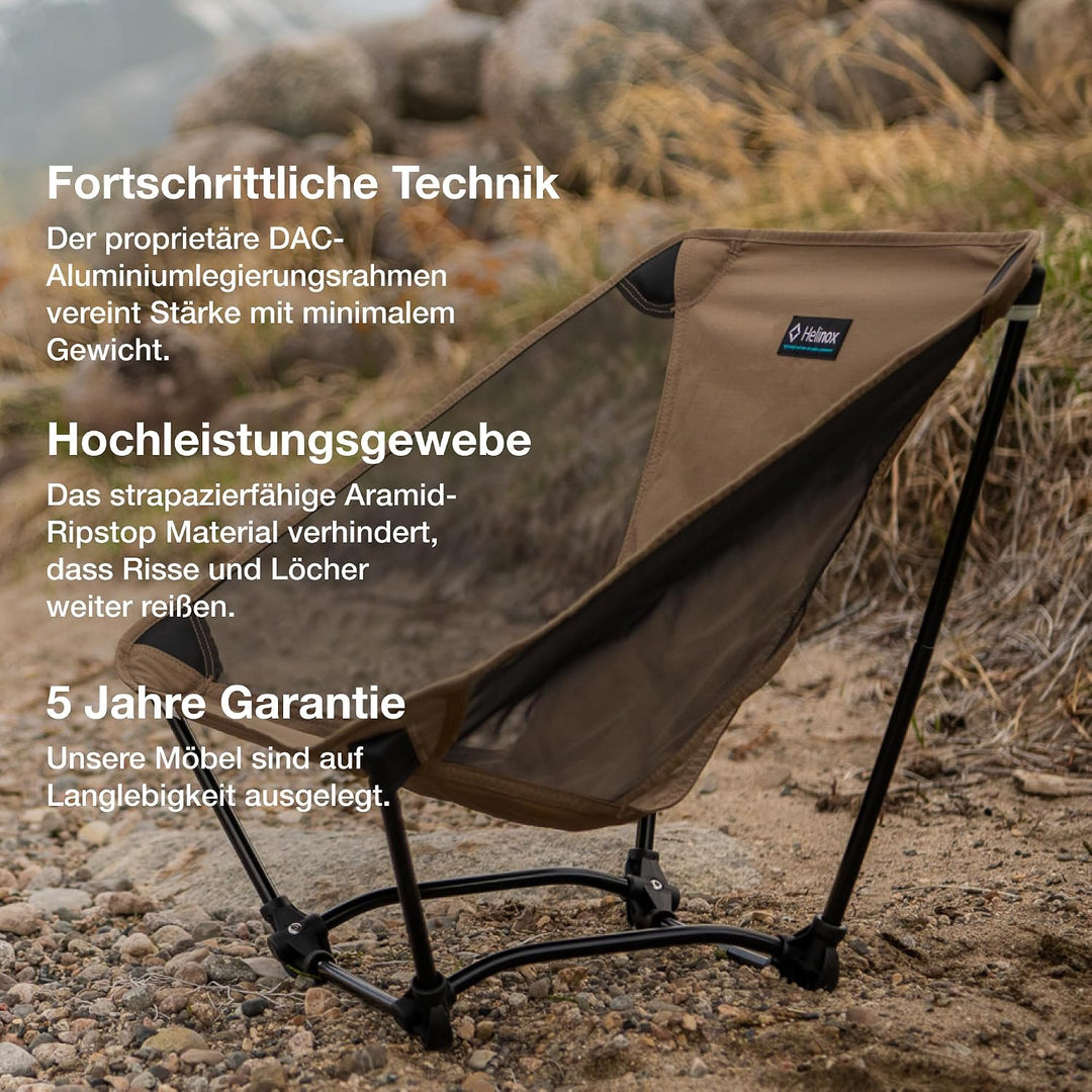Helinox Ground Chair | Robuster, ultraleichter, Faltbarer, tragbarer Stuhl für Camping, Rucksack-, W
