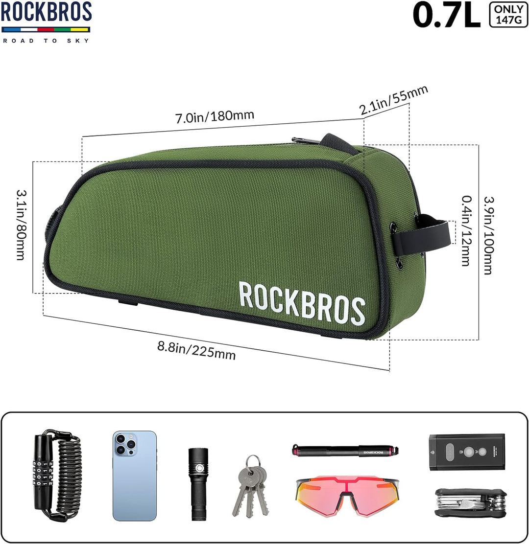 ROCKBROS Road-to-Sky Fahrrad Rahmentasche Wasserabweisend Oberrohrtasche 0,7L Reflektierend Fahrradt