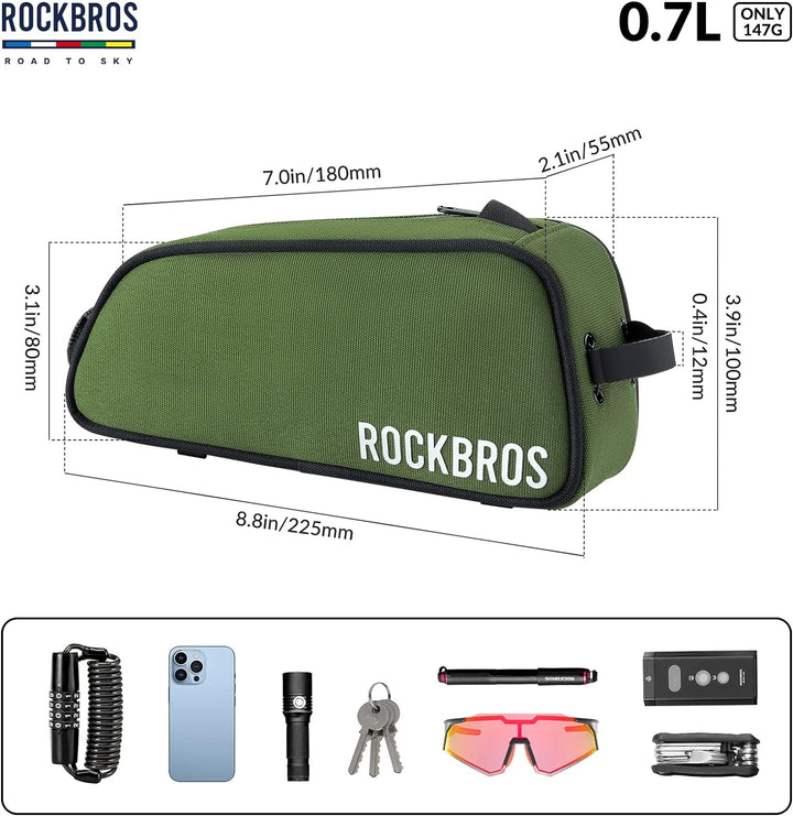 ROCKBROS Road-to-Sky Fahrrad Rahmentasche Wasserabweisend Oberrohrtasche 0,7L Reflektierend Fahrradt