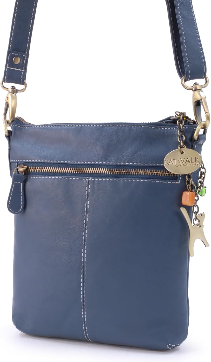 Catwalk Collection Handbags - Leder - Umhängetasche/Schultertasche - LAURA Blau, Blau