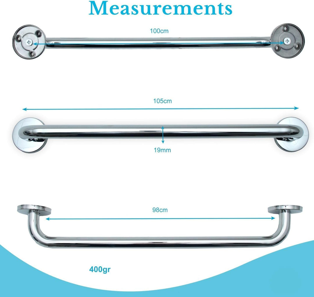 Handtuchhalter aus Edelstahl Hochglanzpoliert - Länge 100cm und 19mm Stangendurchmesser zum Bohren -