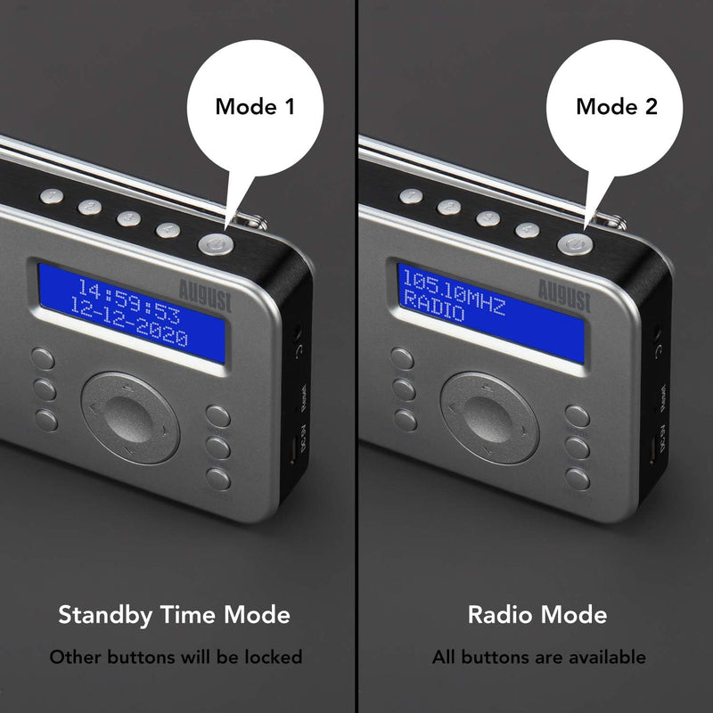 August MB225 - Tragbares Radio mit DAB+ / DAB/FM RDS-Funktion 40 Presets digitaler Radiowecker Stere