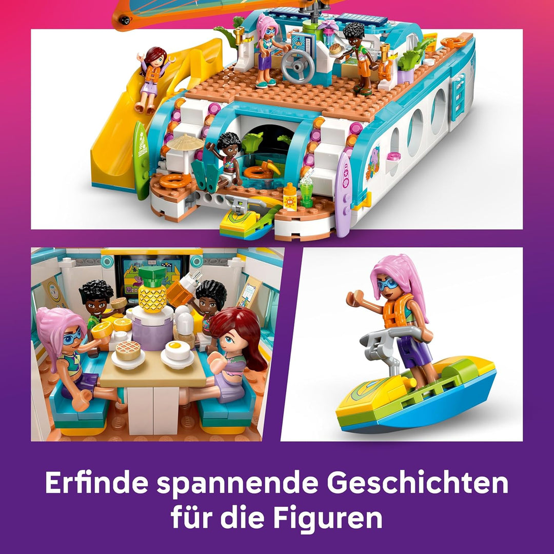 LEGO Friends Segelabenteuer Set - Spielzeug mit Boot mit drehbarem Segel, 4 Minifiguren & 2 Delfin F