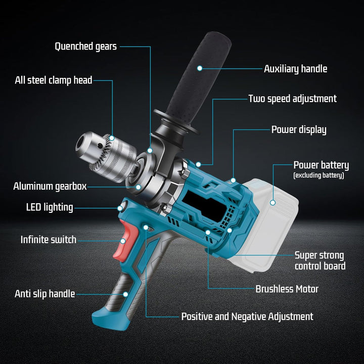 Akku-Farbmörtelrührer Kompatibel mit 18V/21V Batterie (Ohne Akku), 1100W Mischbohr mit Verstellbarem