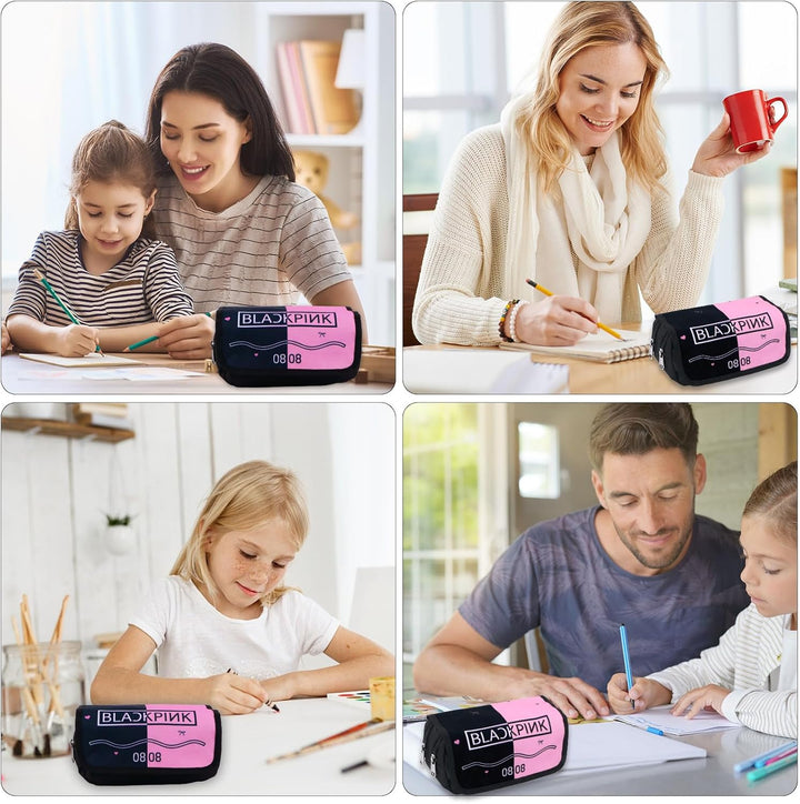 Rosa Blackpink Federmäppchen, Must-Have-Federmäppchen für Idol-Mädchen, Doppellagig, Grosse Kapazitä