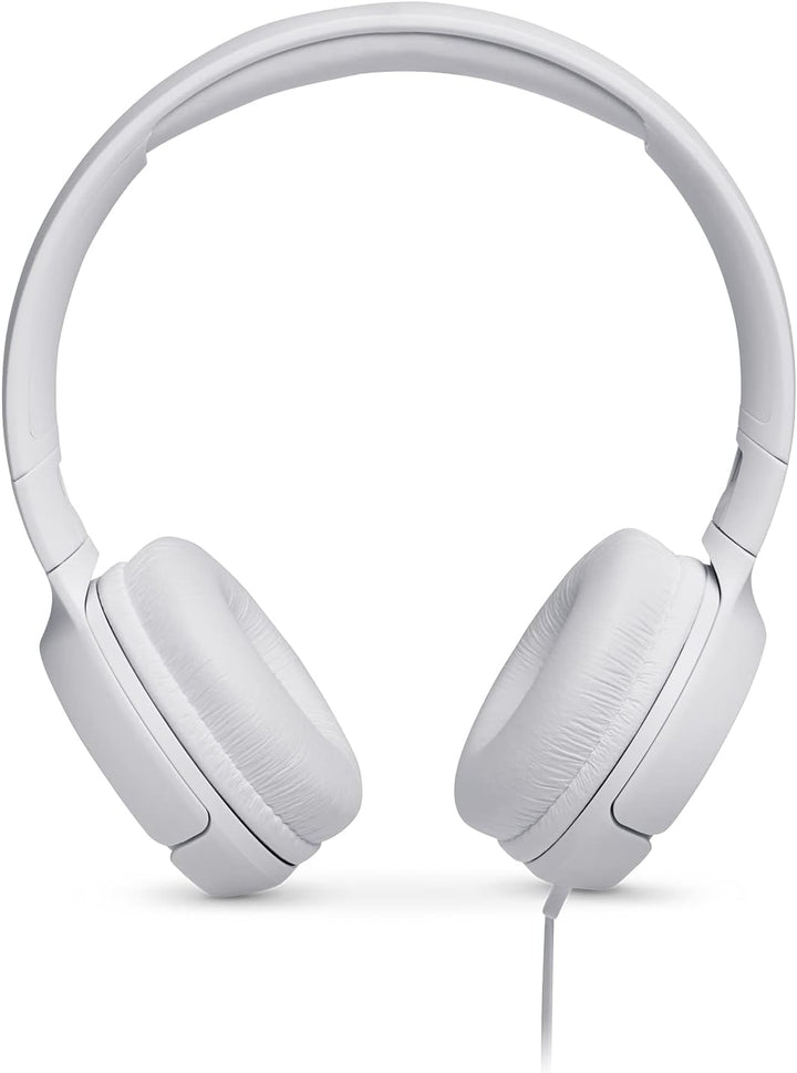 JBL Tune 500 On-Ear Kopfhörer mit Kabel in Weiss – Ohrhörer mit 1-Tasten-Fernbedienung, integriertem