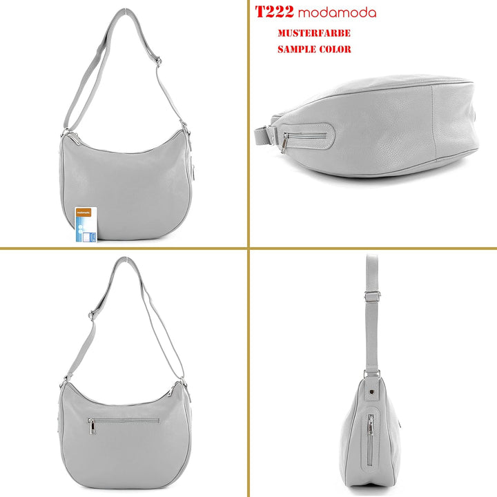 modamoda de - T222 - ital. Umhängetasche Schultertasche aus Leder Signalrot, Signalrot