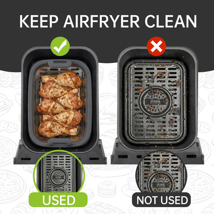 Glas Auflaufform für Airfryer mit Silikongriffen – Heissluftfritteuse Zubehör passend für Ninjia AF4