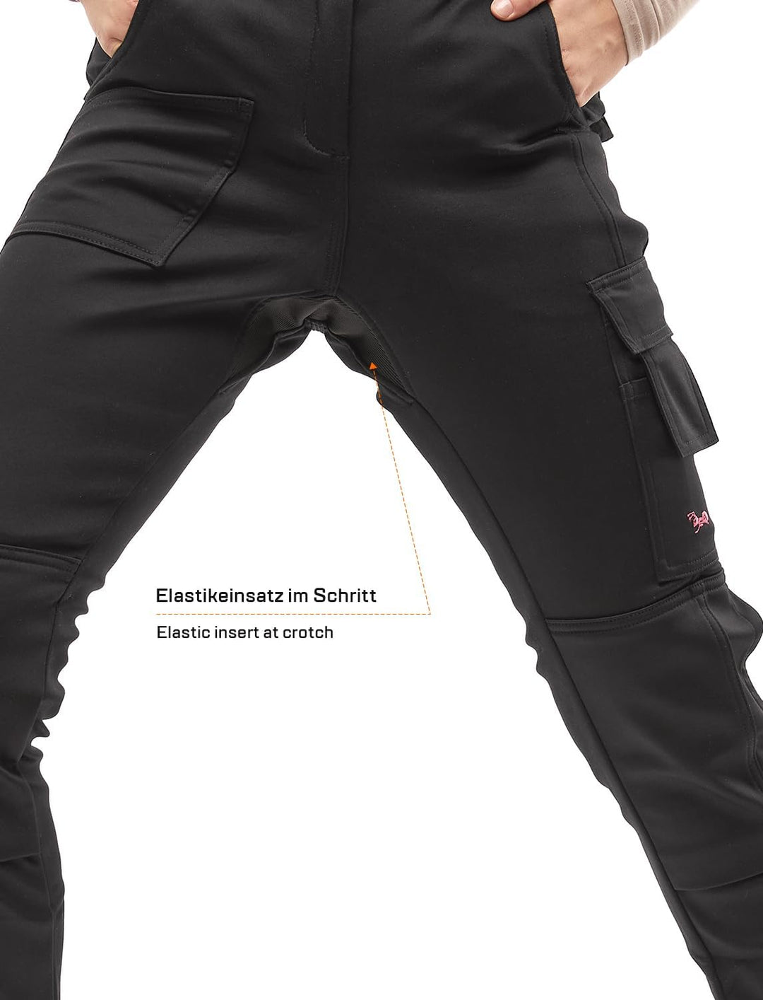 strongAnt Damen Arbeitshose komplett Stretch für Frauen Bundhose mit Kniepolstertaschen Schwarz Grau