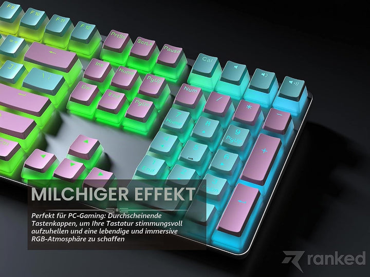 Ranked Pudding PBT-Tastenkappen | 112 Double Shot Transluzent ANSI US- und ISO-Layout | OEM-Profil f