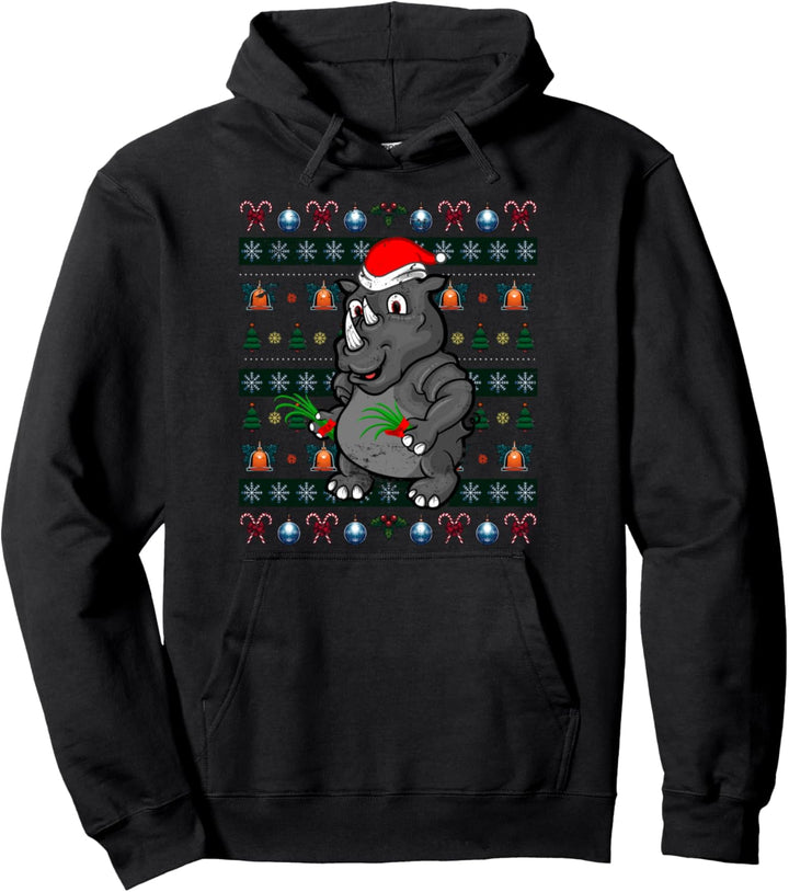 Afrika Tier Weihnachten Geschenk Ugly Christmas Nashorn Pullover Hoodie