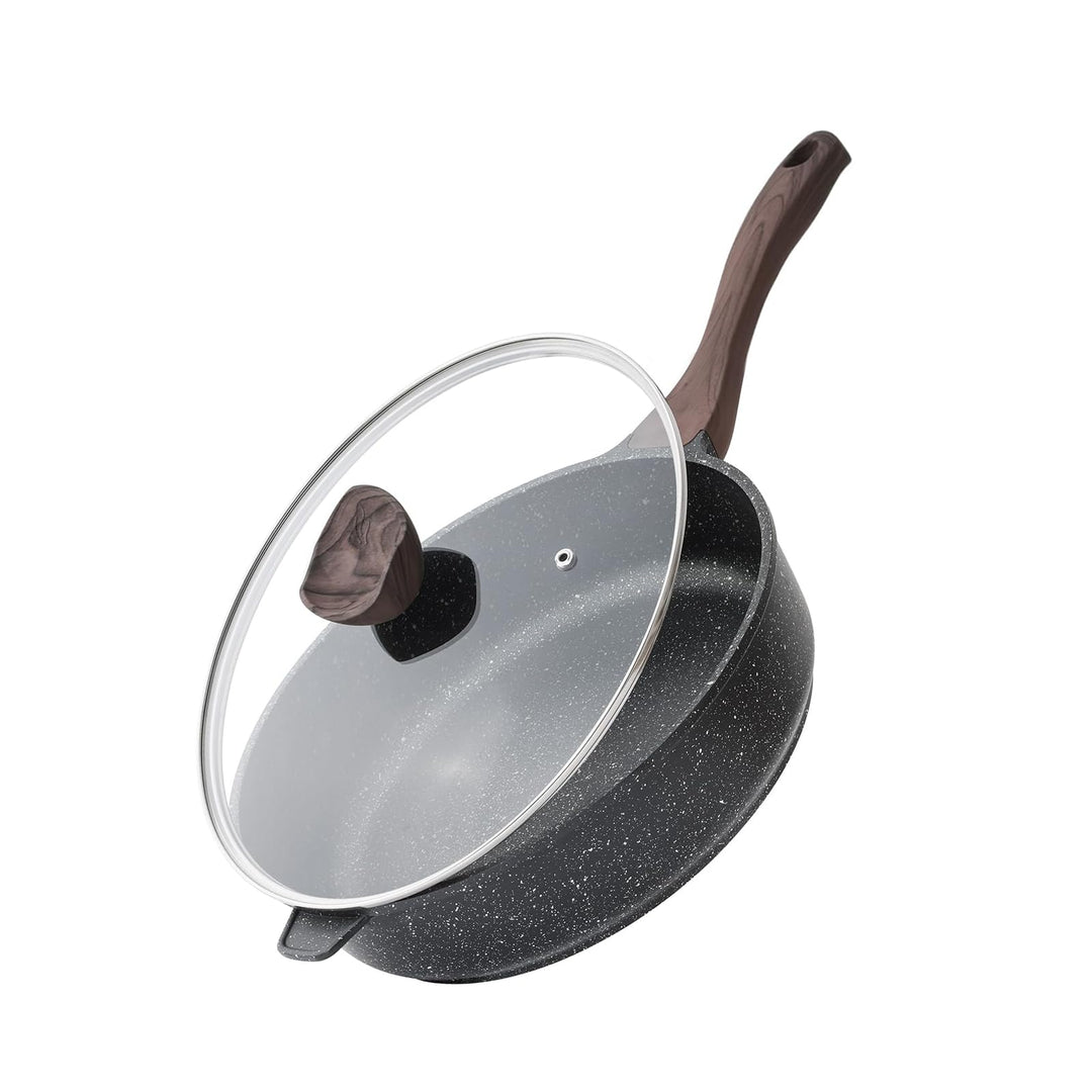 Kordisen Antihaft Tiefe Bratpfanne mit Deckel, 26 cm Granitbeschichtung Pfanne, Induktion Kompatibel