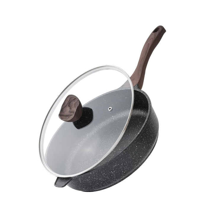 Kordisen Antihaft Tiefe Bratpfanne mit Deckel, 26 cm Granitbeschichtung Pfanne, Induktion Kompatibel