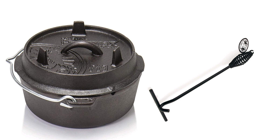 Petromax Feuertopf ft3-t (Dutch Oven Planer Boden) inkl. Deckelheber