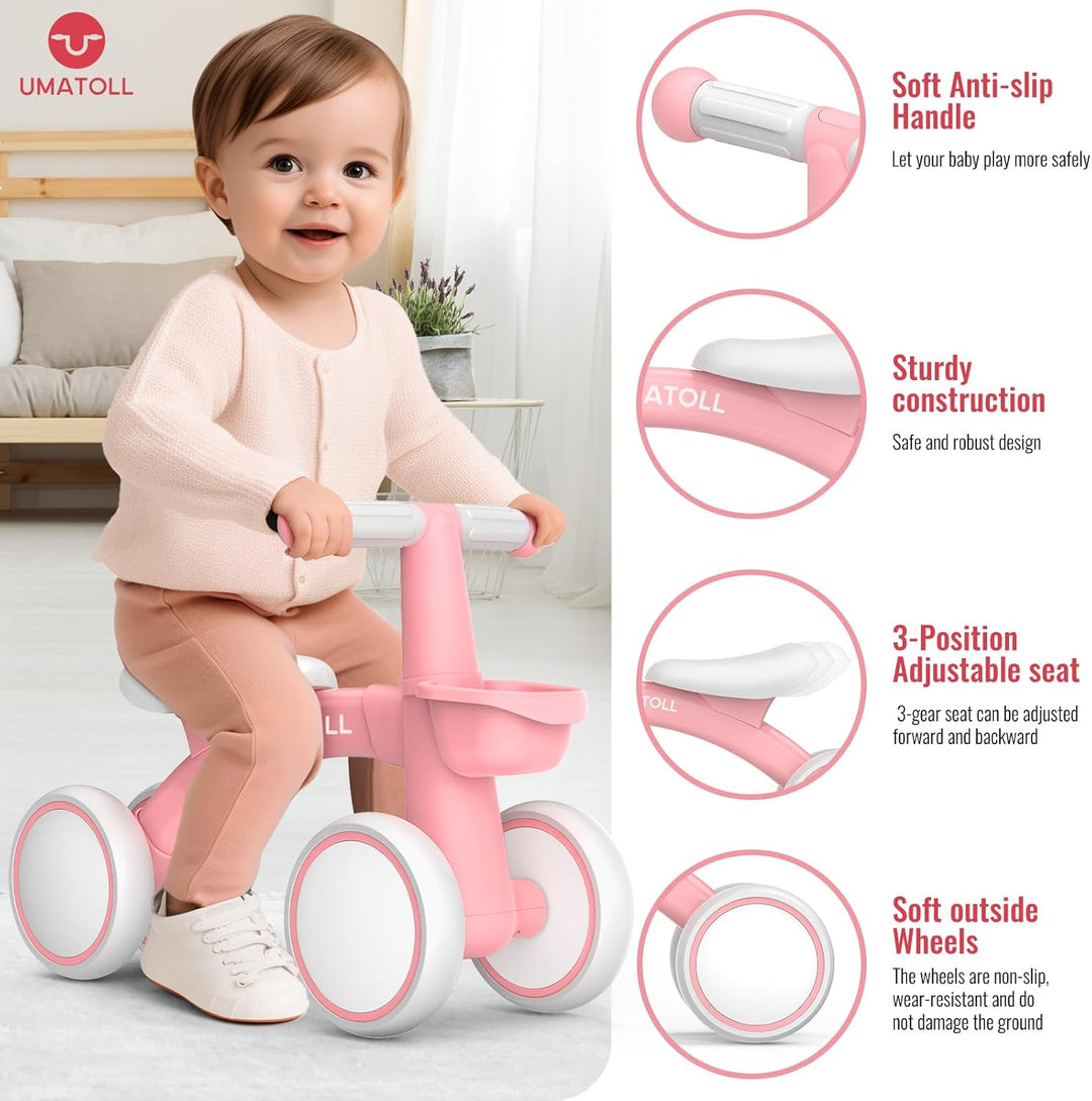 Umatoll Kinder Laufrad ab 1 Jahr, Spielzeug für 12-24 Monate, Baby Lauflernrad mit Korb für Jungen M