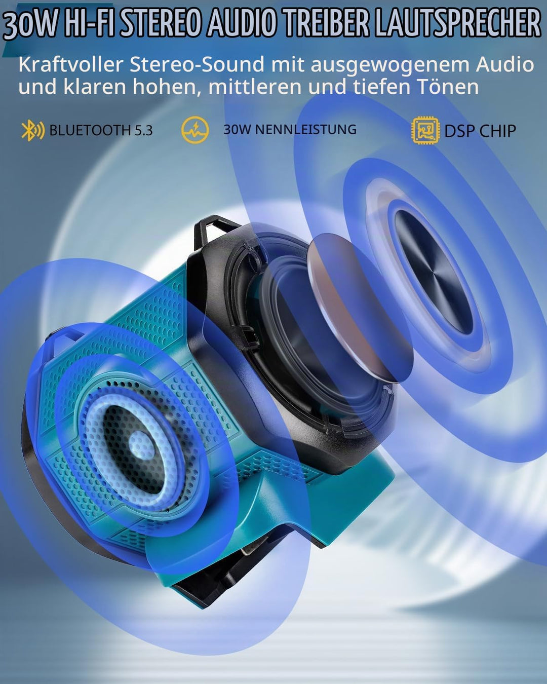 Tragbarer drahtloser Lautsprecher für Makita 18v LXT-Akku, kabelloser Kleiner Lautsprecher für Baust