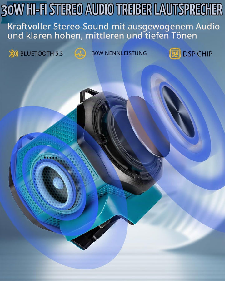 Tragbarer drahtloser Lautsprecher für Makita 18v LXT-Akku, kabelloser Kleiner Lautsprecher für Baust