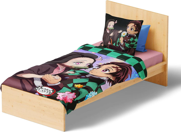 Elbenwald Anime Bettwäsche Demon Slayer mit Nezuko & Tanjiro Motiv mit Reissverschluss für Herren Da