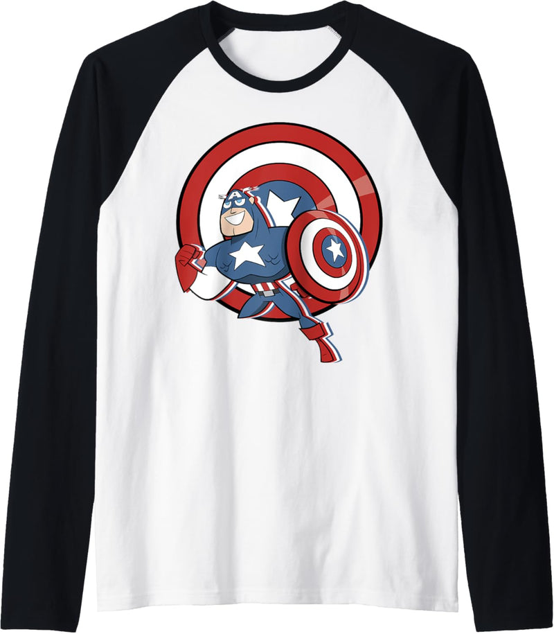Marvel Avengers Captain America Shield Cartoon Raglan