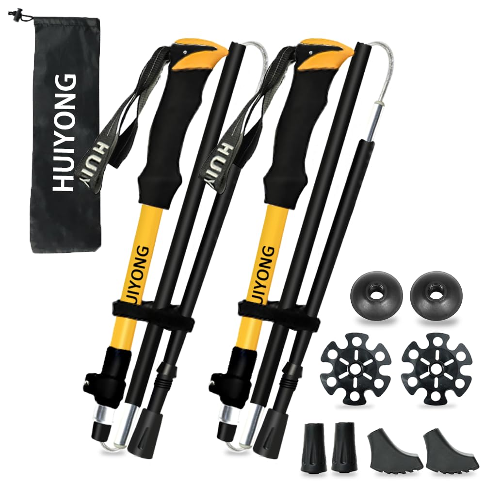 HUINING Wanderstöcke faltbar 2Pcs Trekkingstöcke Aluminium Nordic Walking stöcke Damen und Herren,Le