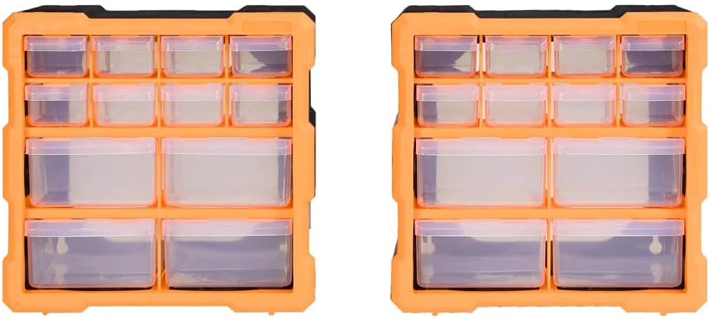 Myheimly Multi-Schubladen-Organizer 2 Stk. 12 Schubladen 26,5x16x26 cm Orange und Schwarz 12 Schubla